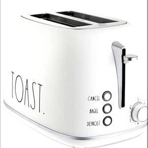 Rae Dunn Toaster White Steel Defrost Cancel 6 Browning Levels Gift Holiday NWOT
